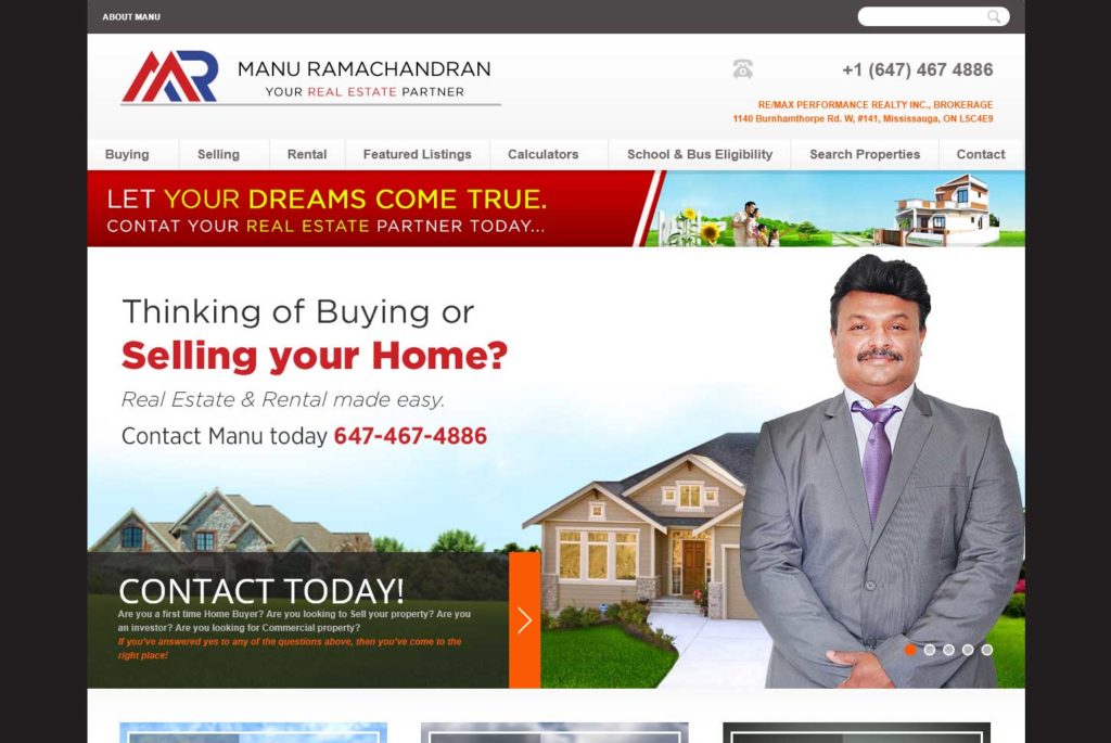 Manu Ramachandran Realtor Website