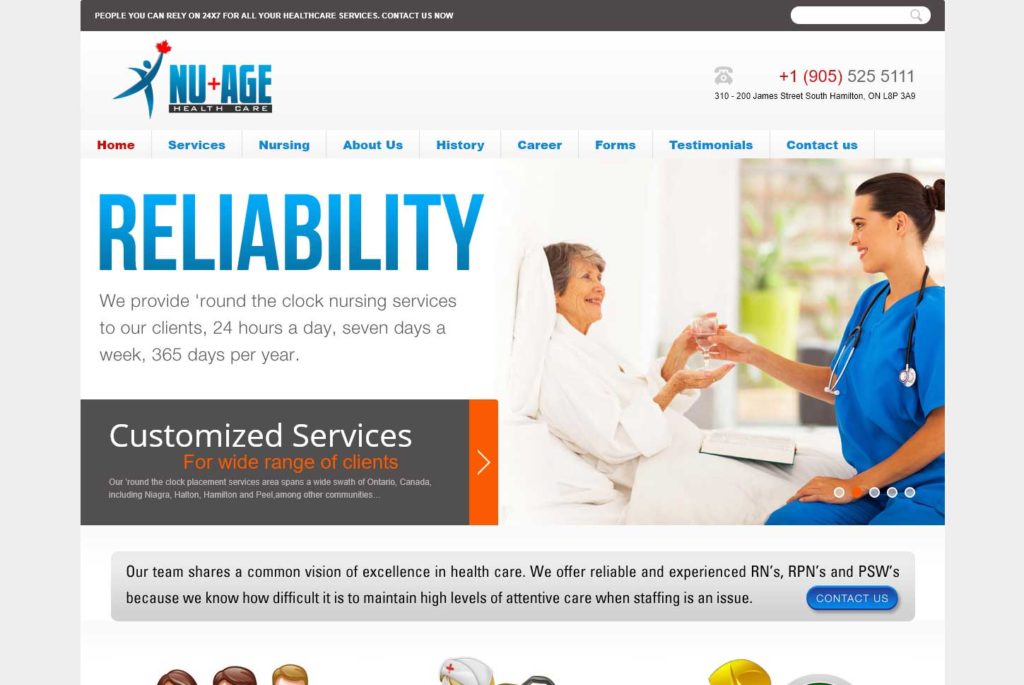 Nu-age Healthcare Website